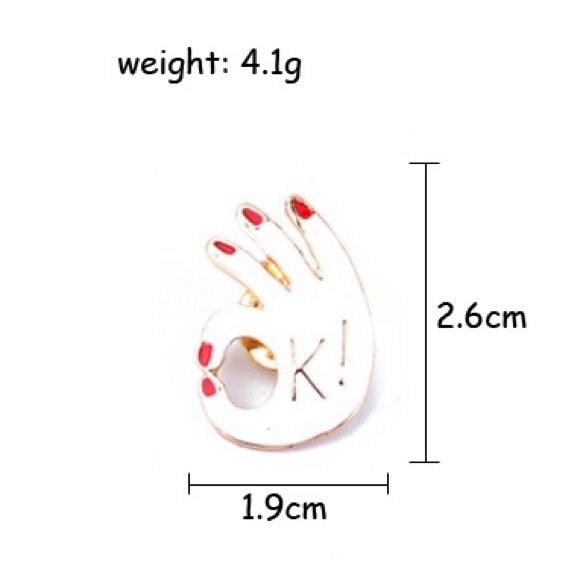 NEW “OK” Hand Gesture Enamel Pin Brooch - Picture 2 of 2